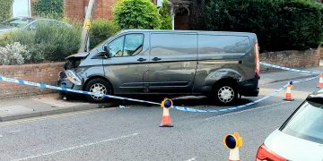 Delays after van collides with telegraph pole and wall on A345 in Salisbury