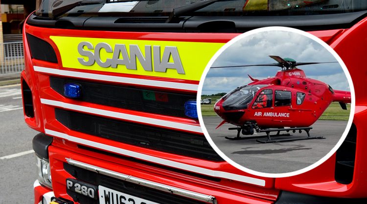 Firefighters rescue man from under heavy printer before he’s airlifted to hospital