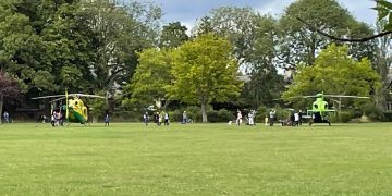 Two air ambulances land in Swindon park as woman found with serious head injury