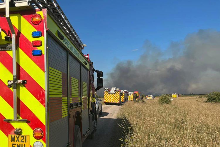 Dozens of firefighters from across Wiltshire tackling major blaze on Salisbury Plain