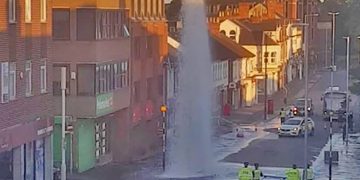 Road closed as Swindon gets ‘upgraded’ water feature after main pipe bursts