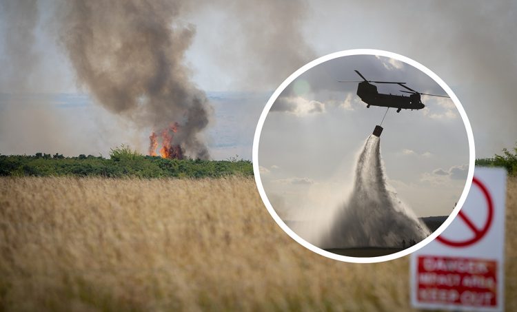 Helicopters to drop tonnes of water over Salisbury Plain in bid to tackle wildfires