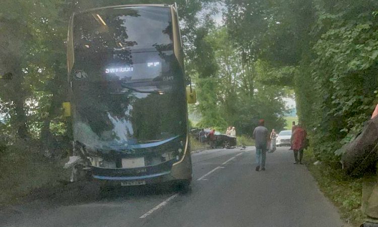 At least one person seriously hurt in crash involving bus and car near Lyneham