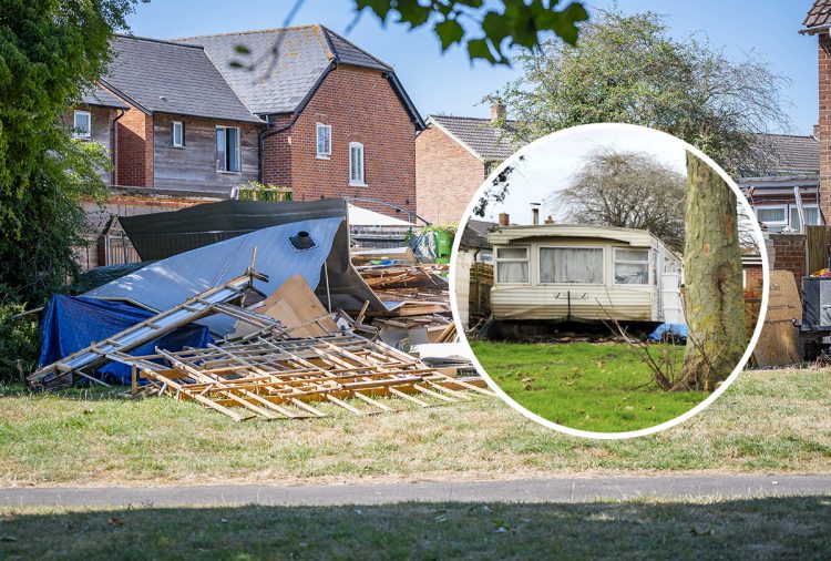 ‘Nightmare Neighbour’ FINALLY demolishes caravan – but now it’s strewn across public land