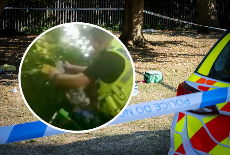Moment police officer accidentally discharges Taser tackling Swindon stabbing suspect