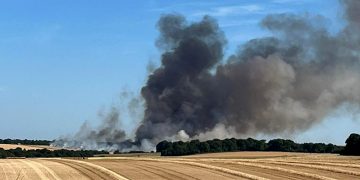Firefighters respond as huge blaze breaks out in field near Stonehenge
