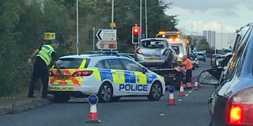 Junction partially blocked in Swindon after two-vehicle road traffic collision