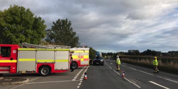 Fire crews and police called after power cable falls into road near Chippenham