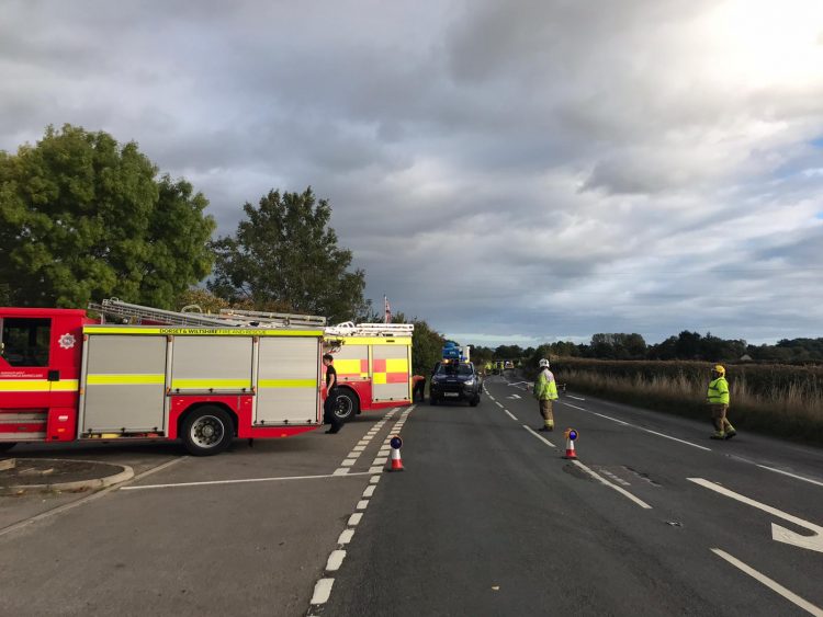 Fire crews and police called after power cable falls into road near Chippenham