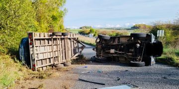 Car and trailer overturn in dramatic crash on A30 near Salisbury