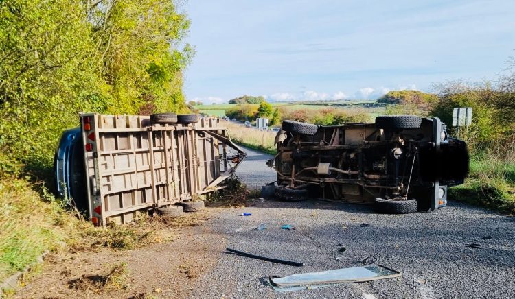 Car and trailer overturn in dramatic crash on A30 near Salisbury