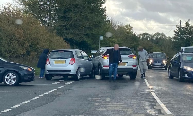 Two-vehicle crash at crossroads near Swindon causes traffic delays