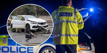 Woman arrested after car demolishes traffic lights on busy Swindon route
