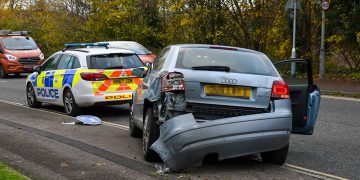 Driver mounts pavement in Trowbridge – demolishing sign and damaging car