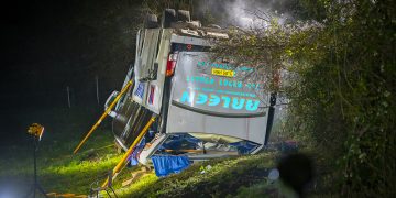 Two air ambulances tasked after coach carrying schoolchildren overturns