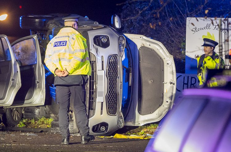 Car overturns in dramatic crash near Chippenham as 999 crews rush to scene