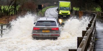Fire service warns motorists to avoid ‘fast-flowing and deep’ flood water