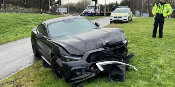 Mustang demolishes traffic light in Swindon crash — near aptly named road