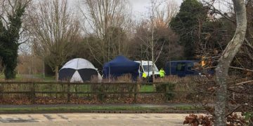 Wiltshire Police specialist search officers set up near old canal in Swindon