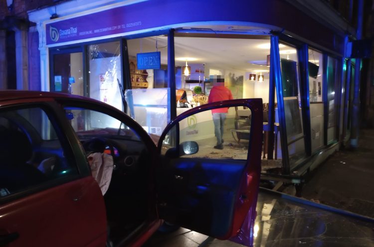 Driver ploughs car through front of Trowbridge restaurant in dramatic smash