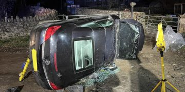 Firefighters rescue two people from overturned car in West Wiltshire