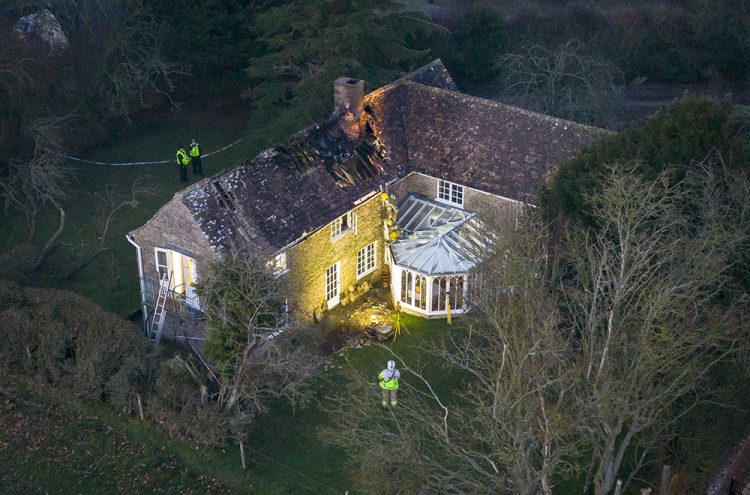 Large emergency services presence at severe house fire in Wiltshire