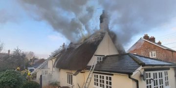 Dozens of firefighters are tackling thatched cottage blaze near Salisbury