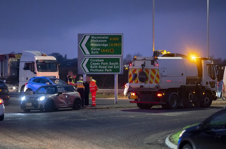 Traffic delays on Chippenham roundabout after lorry and car collide