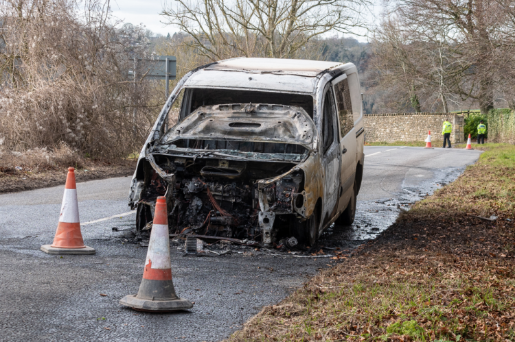 Motorists face delays near Bradford on Avon after blazing van fire