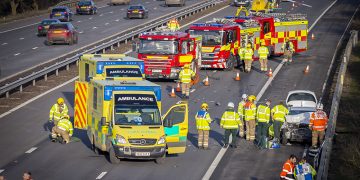 Wiltshire Air Ambulance lands on M4 after man seriously injured in crash
