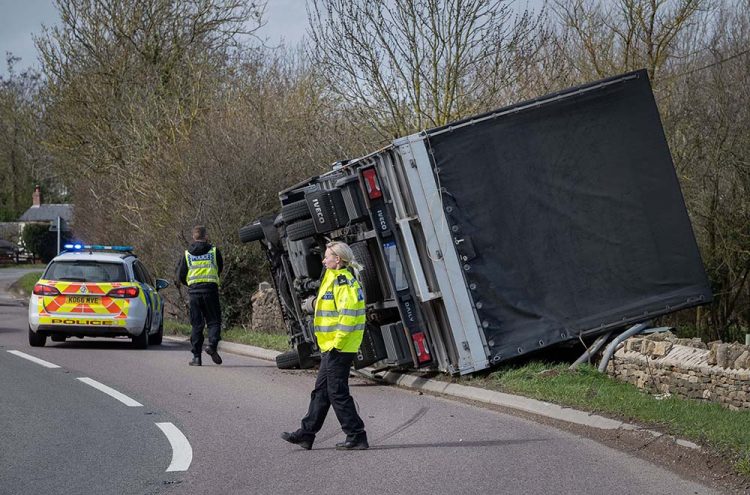 Truck overturns on Wiltshire route after ‘swerving to avoid vehicle’