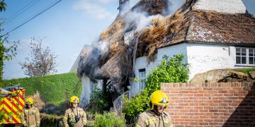 Dozens of firefighters tackle thatched cottage blaze near Calne
