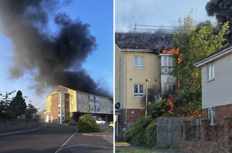 Firefighters battle huge blaze involving block of flats in Amesbury