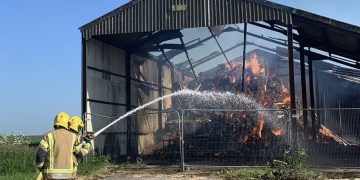 Firefighters tackle blaze in Enford as tonnes of hay goes up in flames
