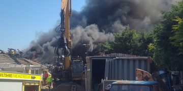 Dozens of firefighters tackle major recycling centre blaze in Wiltshire