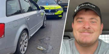 Driving ban for drunk seen in car ‘headbutting steering wheel’