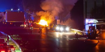 M4 crash: Car overturns and bursts into fireball as air ambulance lands