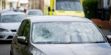 Car windscreen suffers ‘bullseye’ as cyclist suffers medical episode