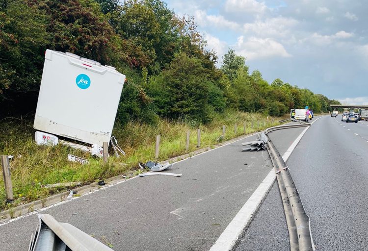 M4 traffic delays eastbound after campervan wipes out crash barrier