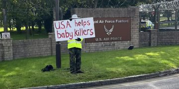 ‘USA helps baby killers’ – one-man protest held outside RAF Fairford