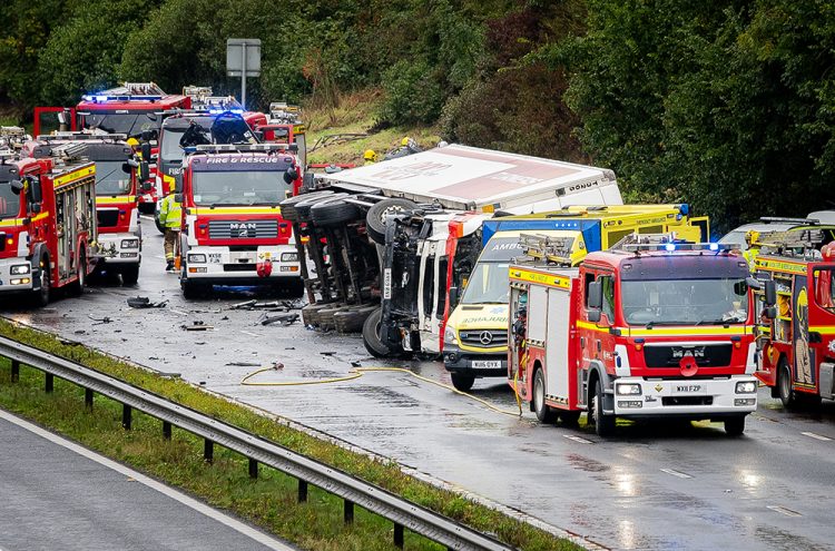 Two women killed on M4 in Wiltshire after lorry overturns and crushes car