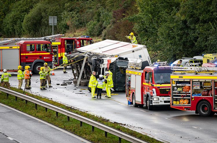Two women killed on M4 in Wiltshire after lorry overturns and crushes car