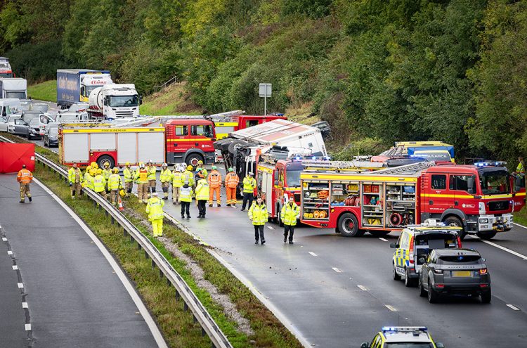 Two women killed on M4 in Wiltshire after lorry overturns and crushes car