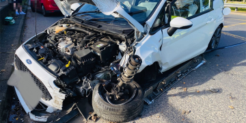 Driver ‘denies speeding’ despite destroying car in roundabout wall crash