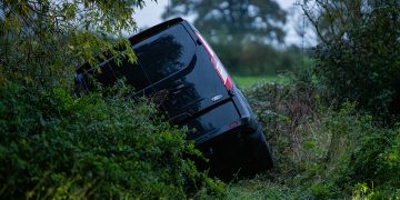 Van driver crashes into bushes after ‘aquaplaning’ on flooded A350