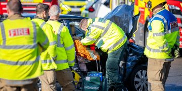 Swindon road blocked as emergency crews attend to two-vehicle crash