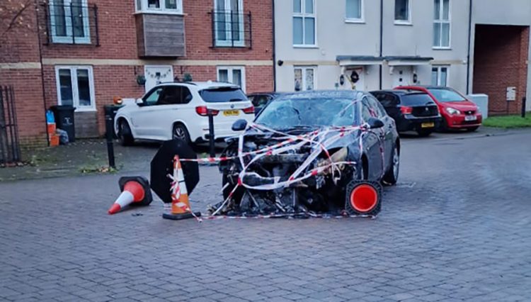 Teenage boys arrested after car torched in Swindon on Halloween
