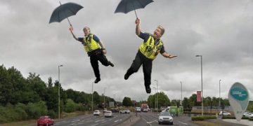 Swindon officers ‘ditch bikes for umbrellas’ during Storm Henk
