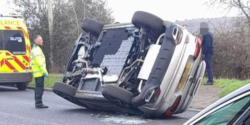 Car overturns in dramatic crash on busy Wiltshire A-road