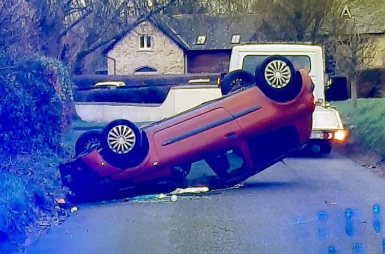 Two hurt as ‘speedy’ car overturns on country road near Salisbury